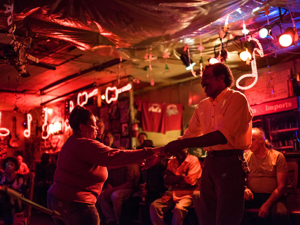 The blues can make you happy. The dancers at Red's Juke Joint in Clarkdale, Miss., photographed on Oct. 28, 2016, are clearly into the groove.
