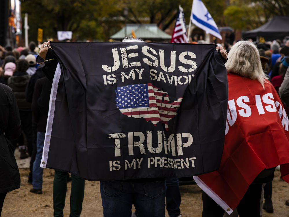 Worshippers attend a concert by evangelical musician Sean Feucht on the National Mall on Oct. 25, 2020, in Washington, D.C.