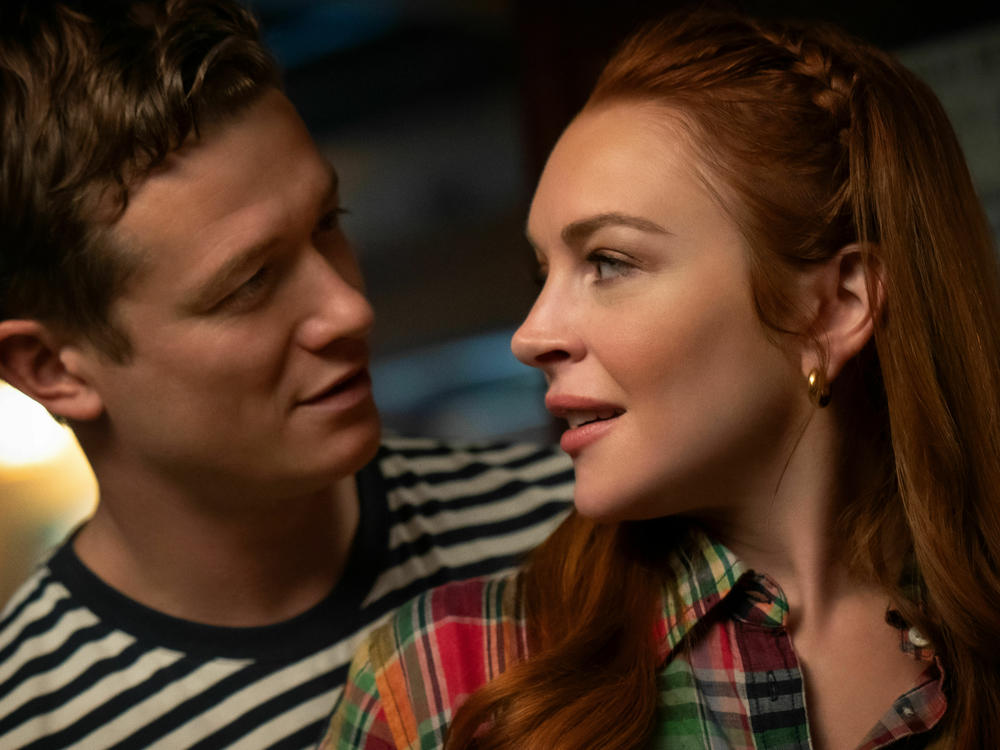 Ed Speleers and Lindsay Lohan in <em>Irish Wish</em>.