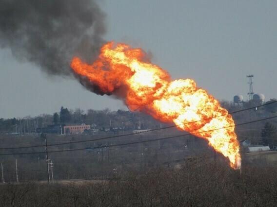 Flaring at Shell's petrochemical complex in Beaver County, Pennsylvania on February 13, 2023.