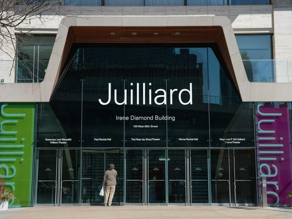 The exterior of the Juilliard School in Midtown Manhattan.
