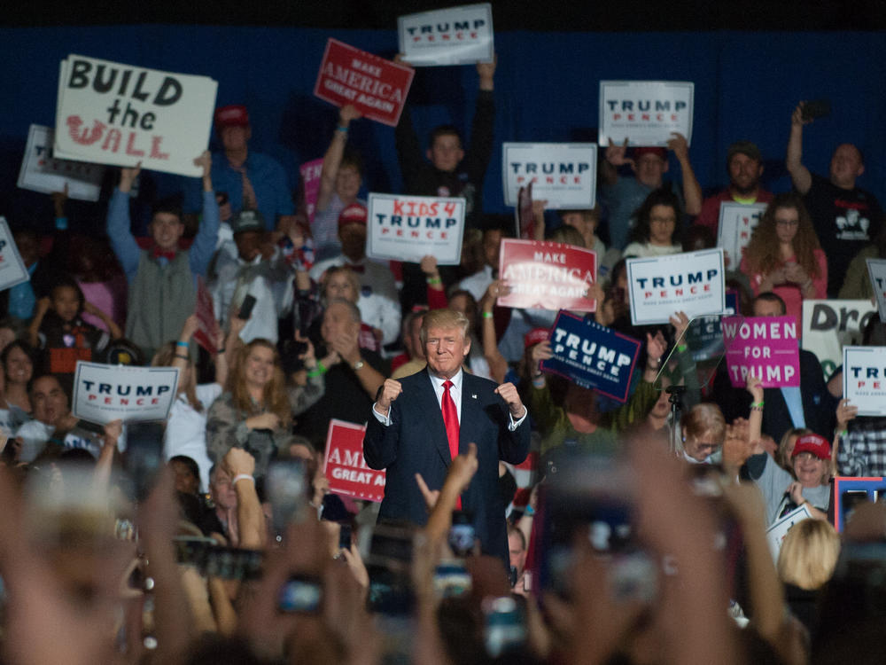 Republican presidential nominee Donald Trump speaks at a campaign rally on Oct. 27, 2016 at the Spire Institute in Geneva, Ohio.