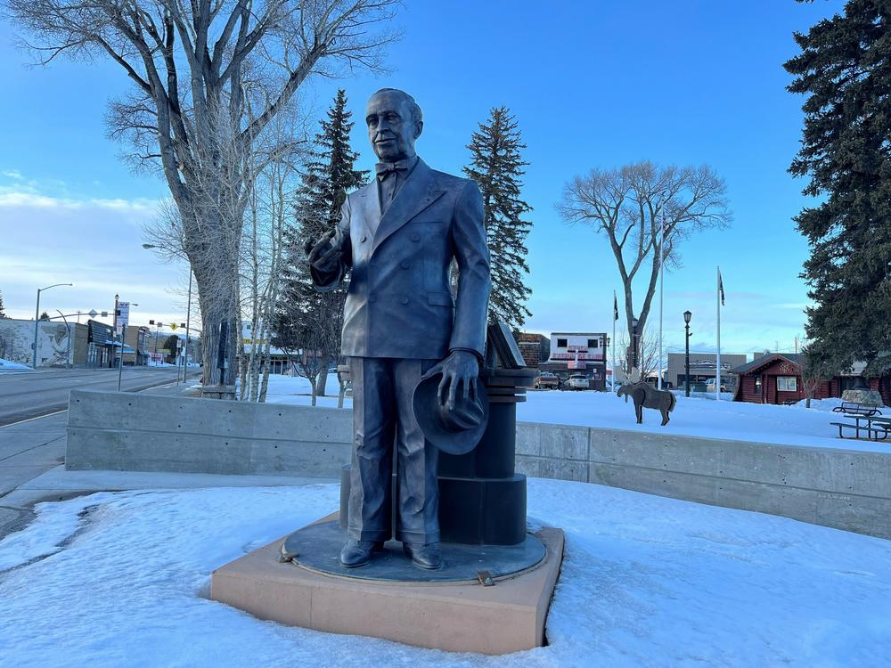 A source of local pride, a statue of J.C. Penney, who opened up the first location in his department store chain in Kemmerer in 1902.