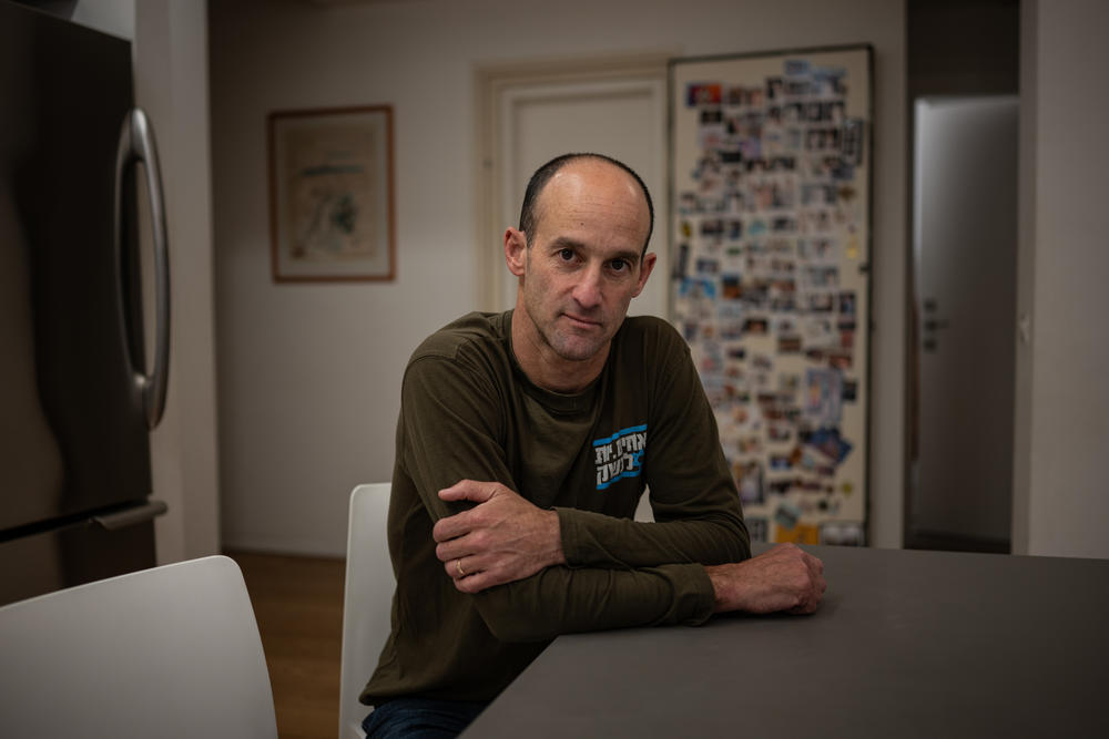 Ron Scherf, co-founder of Brothers and Sisters in Arms, sits for a portrait at his home in Tel Aviv on March 18. The group of reservists has held regular protests calling for an end to the ultra-Orthodox exemption.