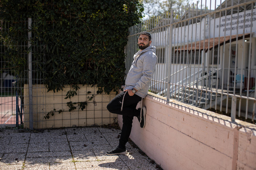 David Tvito, 21, a student at Yeshiva Chedvata, stands for a portrait at the yeshiva in Gan Yavne, Israel, on March 20.