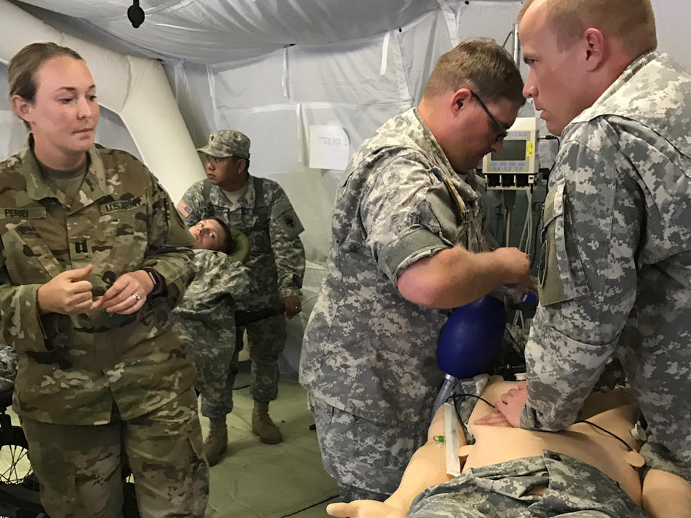 Army Capt. and critical care nurse Helen Perry at the Combat Support Hospital in Fort Eisenhower, Ga., in 2018.