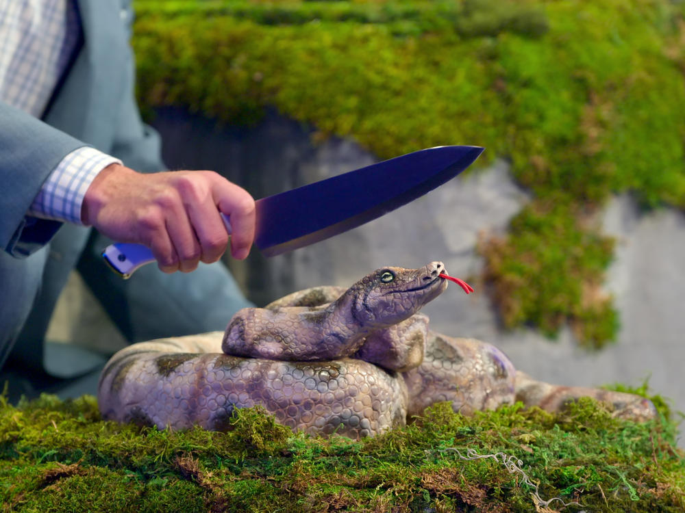 A snake (cake?) from the third season of <em>Is It Cake?</em>