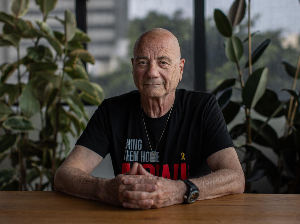 Luis Har, who was taken hostage during the October 7 Hamas attacks and freed by an Israeli special forces operation in February, sits for a portrait in Tel Aviv, Israel, on March 27, 2024.