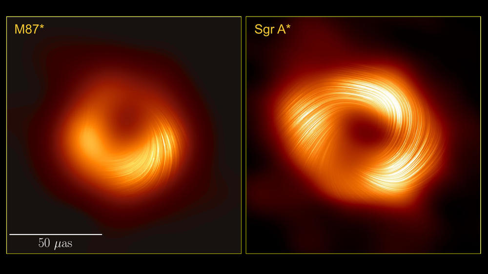 Side-by-side images of M87* and Sagittarius A* reveal that the supermassive black holes have similar magnetic field structures, suggesting that the physical processes governing supermassive black hole may be universal.
