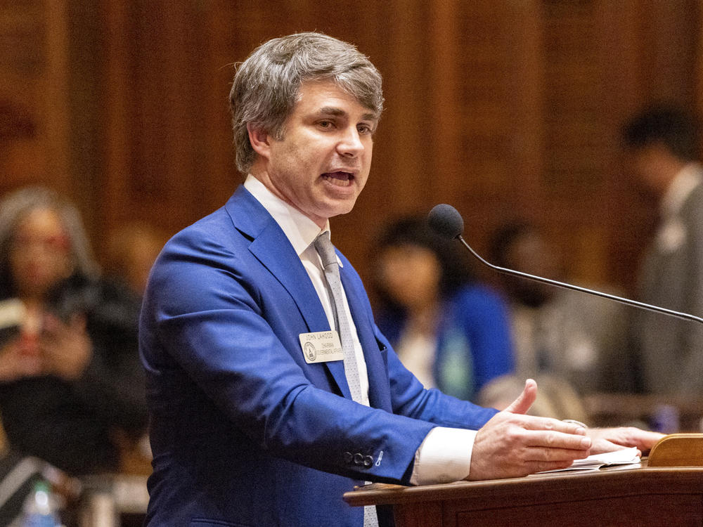 GOP state Rep. John LaHood speaks in favor of election bill SB 189 at the Georgia House of Representatives in Atlanta on Thursday, the last day of the legislative session. LaHood is the sponsor of the bill in the House.