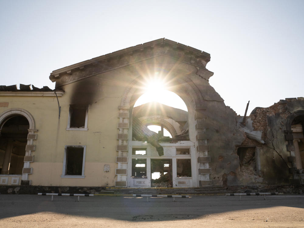 The railway station in Kostiantynivka was destroyed in a Russian strike in late February.