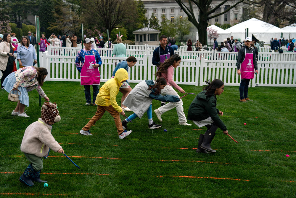Guests participate in the annual White House Easter Egg Roll.