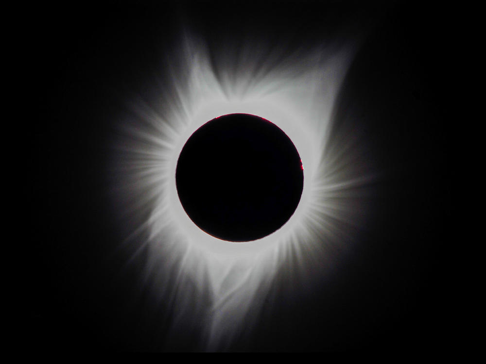 The moment of totality during a solar eclipse in Glendo, Wyo., on Aug. 21, 2017.
