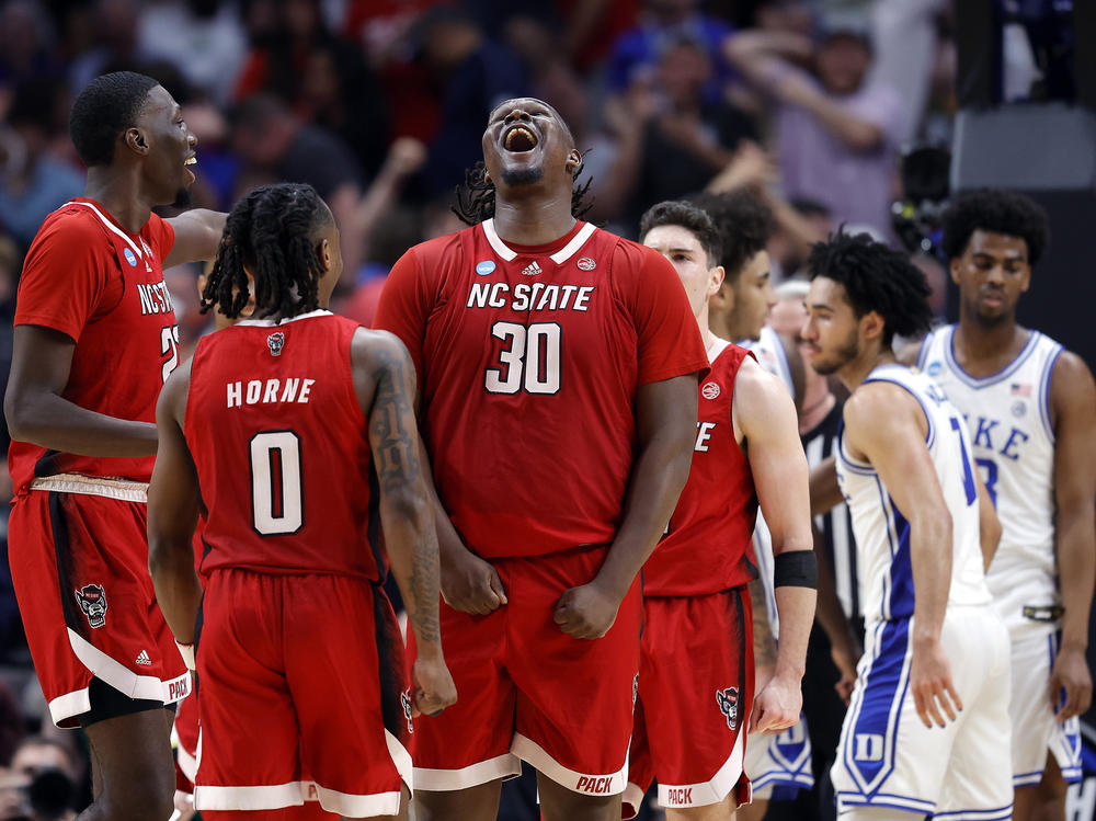Burns adopts a serious, focused demeanor during games. But in the final minutes of the Elite Eight matchup with Duke, as N.C. State's lead grew, Burns showed some emotion.