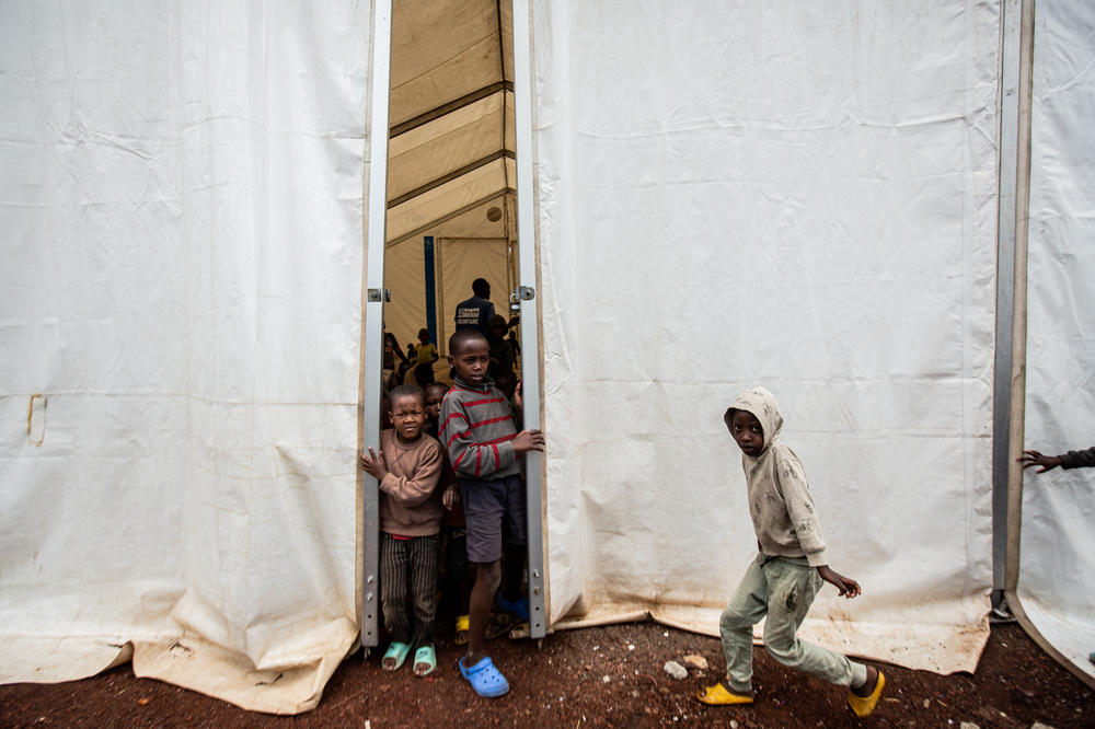 Children are a common sight in the Nkamira Transit Center.