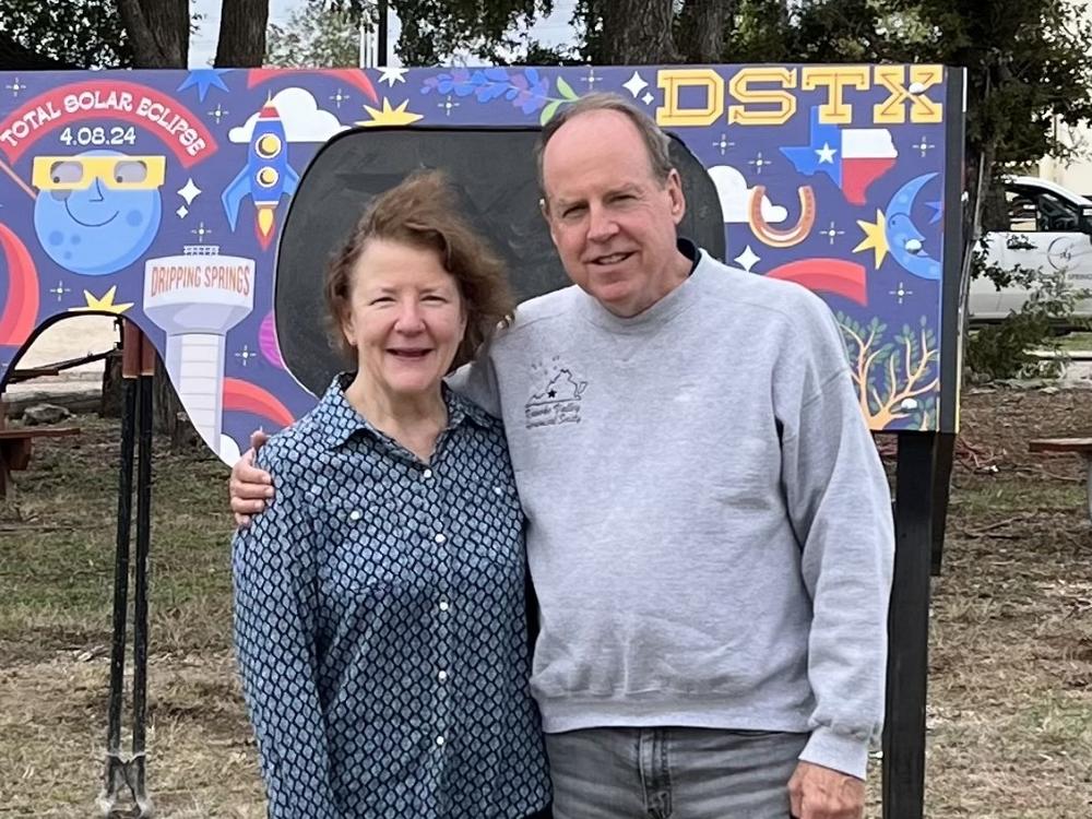 Genevieve and John Goss, pictured in Dripping Springs, Texas, for the October 2023 annular eclipse.