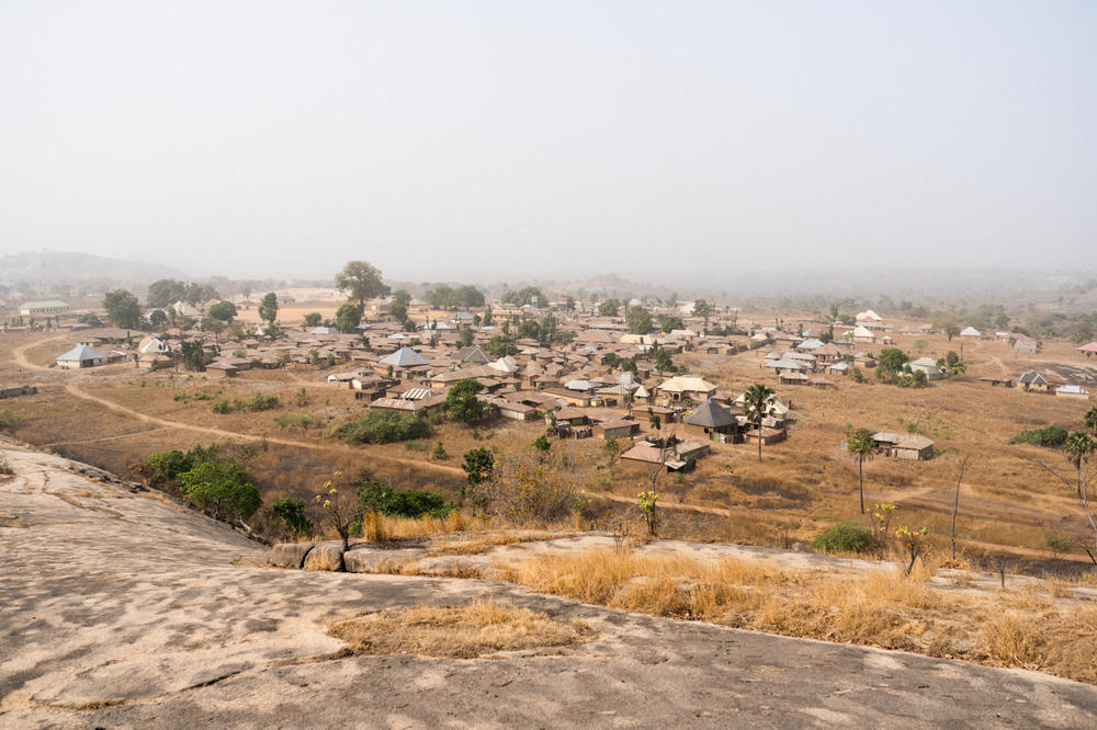 A view of Kau District settlement, Bwari, from the surrounding rocky hills.