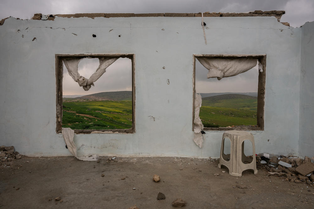 A structure destroyed by Israeli settlers in the abandoned Palestinian village of Zanuta in the occupied West Bank on Feb. 19.