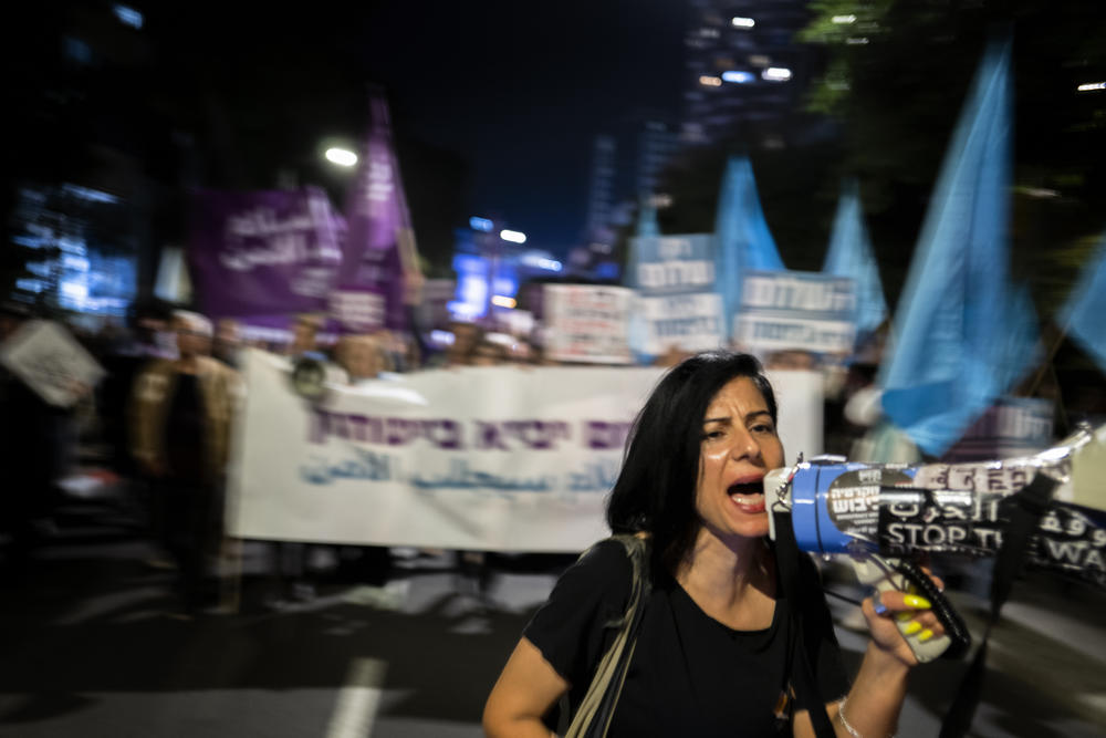Protesters at an anti-war rally in Tel Aviv on Jan. 18. The crowd was made up of people of all ages, many belonging to groups that have long called for an end to Israel's occupation of Palestinian territories.