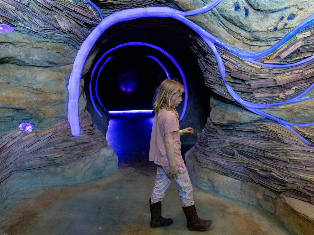 Casey Sackin explores the entrance to the museum.