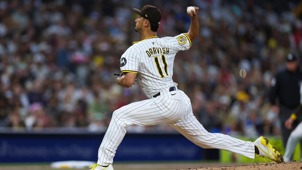 Yu Darvish #11 of the San Diego Padres throws a pitch during the third inning against the St. Louis Cardinals at Petco Park on April 2, 2024 in San Diego, California.