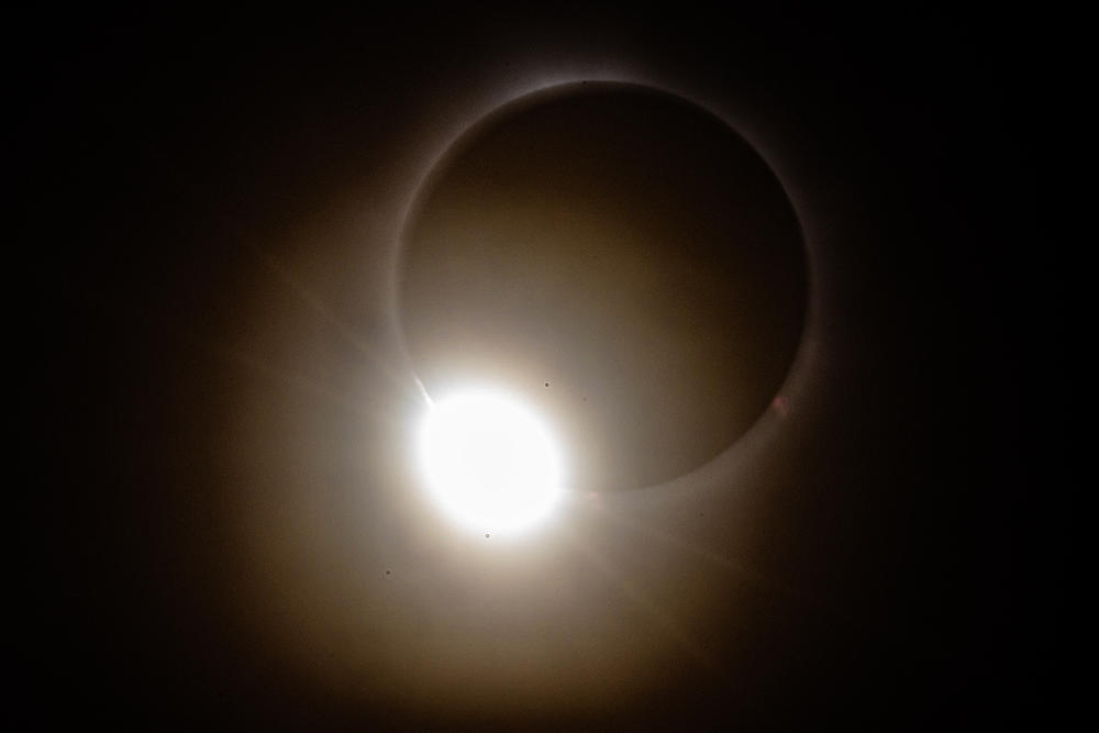 Baily's Beads seen as the moon moves away from the sun during the total solar eclipse as seen from Montpelier, Vermont.