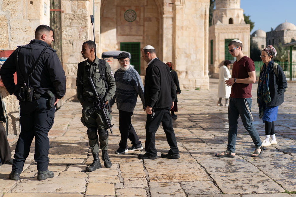 Israeli Jews visit the Al-Aqsa compound under police escort on March 21.