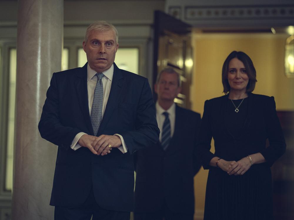 Rufus Sewell as Prince Andrew in the Netflix film <em>Scoop</em>.