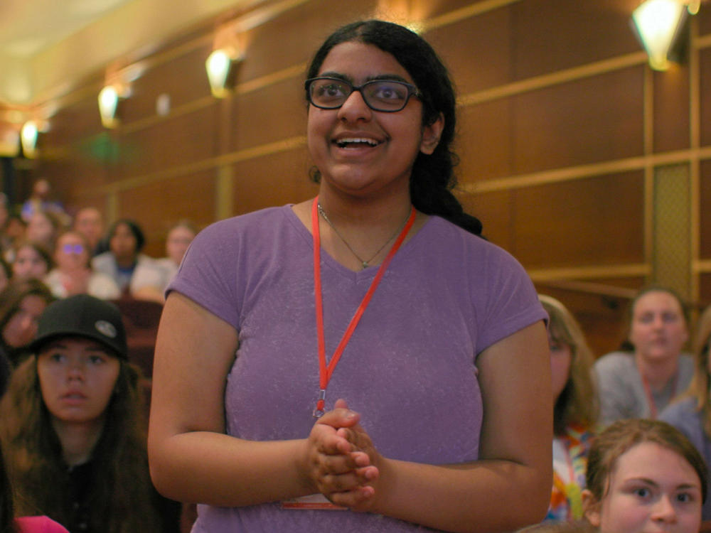 Nisha Murali in the Apple TV+ documentary film <em>Girls State</em>.