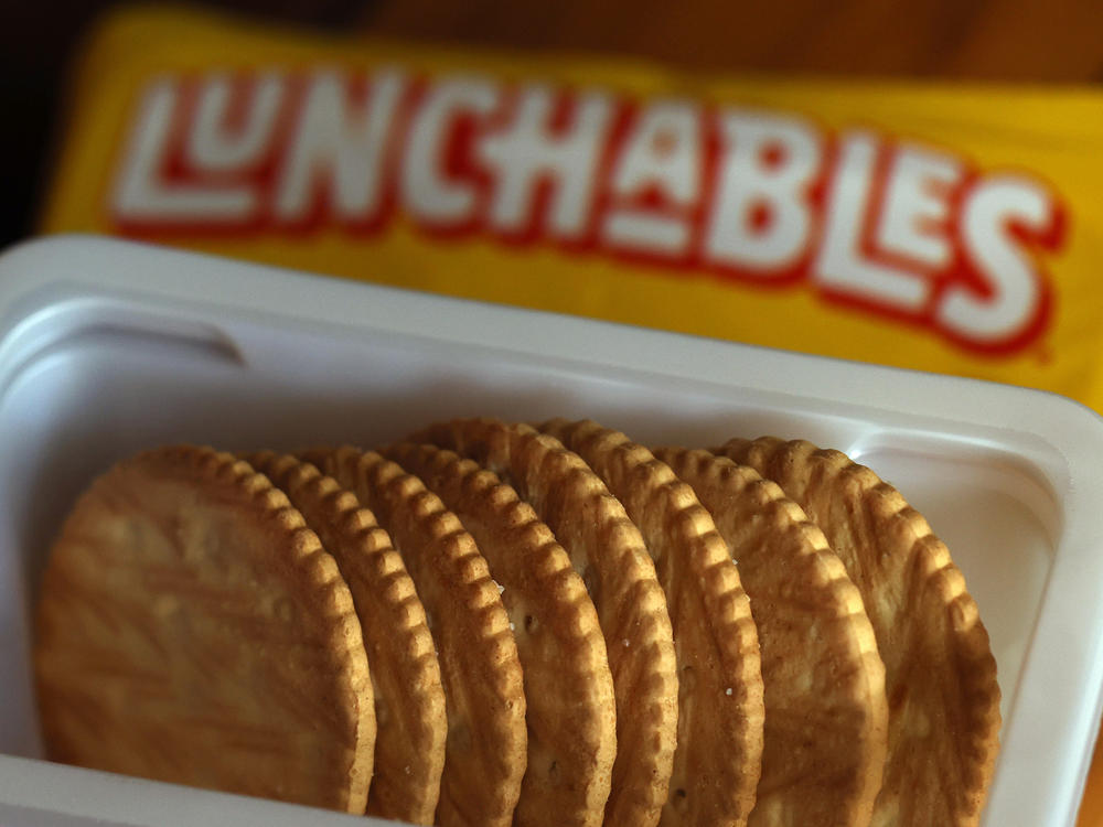In this photo illustration, a pack of Lunchables is displayed on Wednesday in San Anselmo, Calif. Consumer Reports is asking for the Department of Agriculture to eliminate Lunchables food kits from the National School Lunch Program after finding high levels of lead, sodium and cadmium in tested kits.