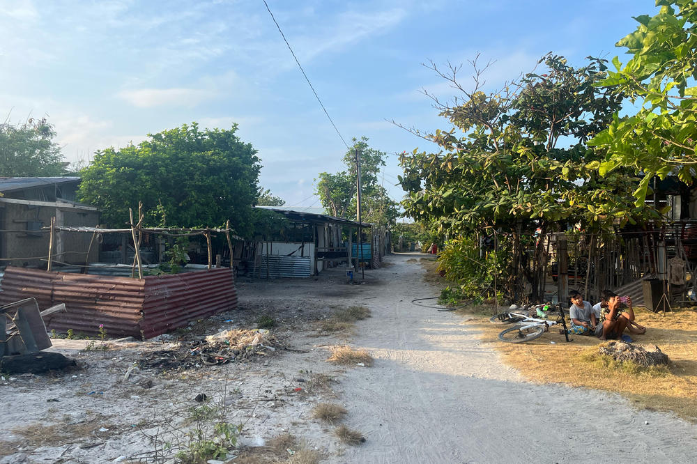 A quiet residential street on the island of Thitu, or Pag-asa as it is called in the Philippines. The Philippine government subsidizes the island's permanent civilian population.