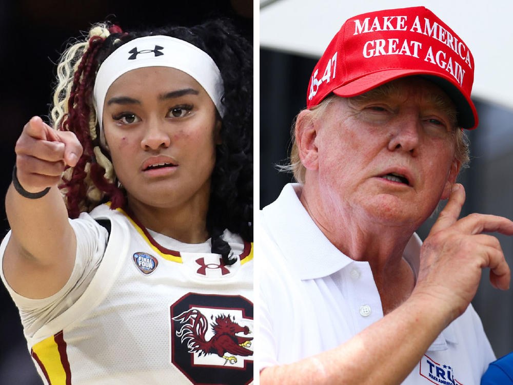 From left: Shohei Ohtani, Te-Hina Paopao, former U.S. President Donald J. Trump
