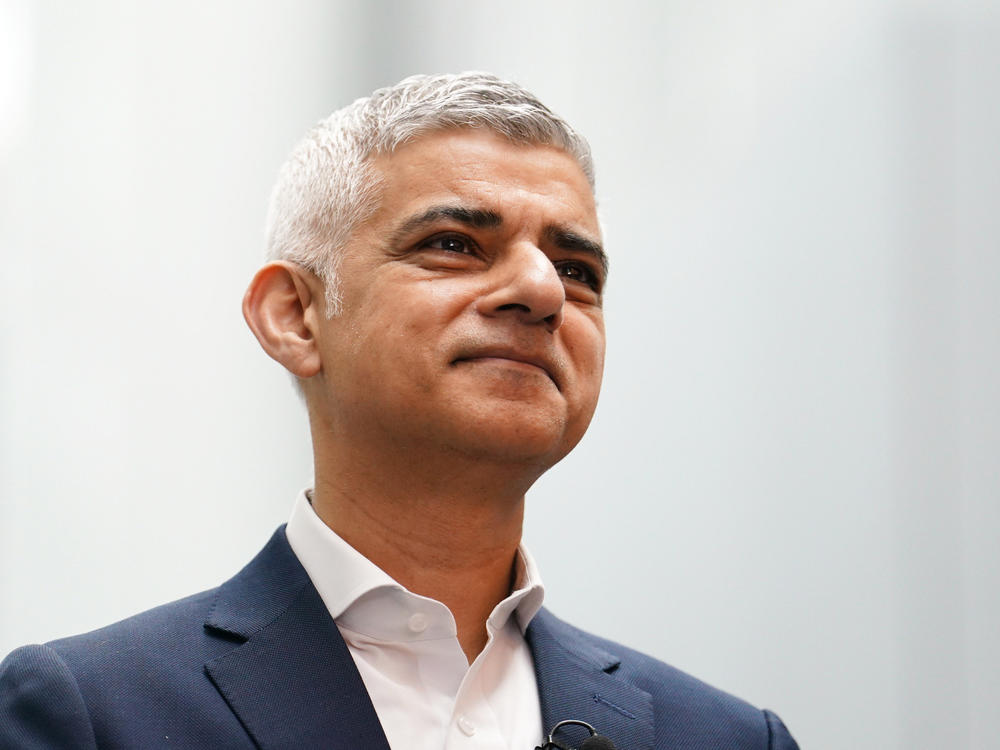 Mayor of London Sadiq Khan speaks to the media during a visit to the Francis Crick Institute in London to announce a new London Growth Plan to boost economic growth on April 3.