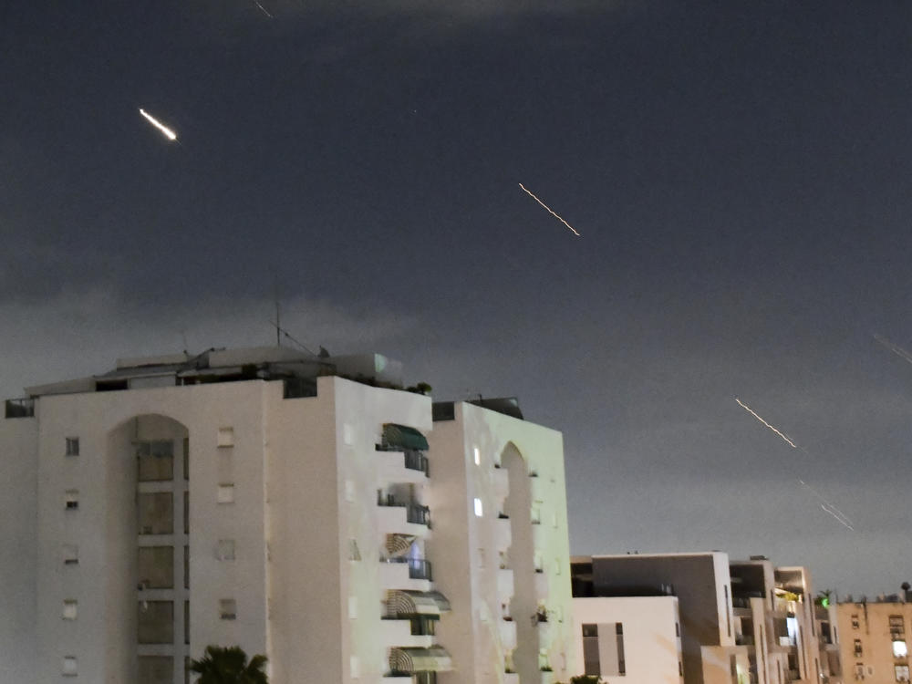 Israeli Iron Dome air defense system launches to intercept missiles fired from Iran, in central Israel this past weekend.