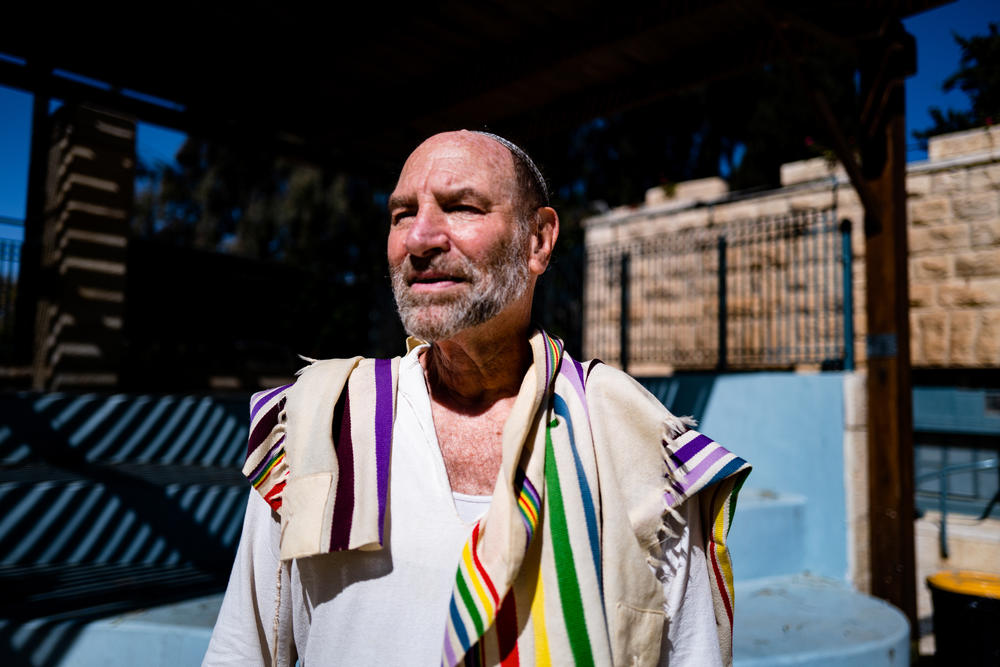 Rabbi Levi Weiman-Kelman stands outside his synagogue in West Jerusalem on March 6. 