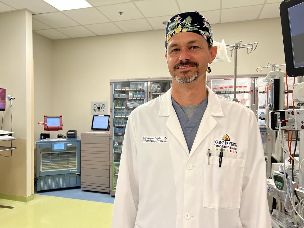 Dr. Chris Snyder leads the pediatric trauma program at Johns Hopkins All Children's Hospital in St. Petersburg, Florida. Snyder is alarmed by the recent increase in young patients admitted with gunshot wounds.