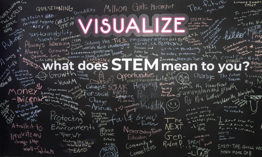 A mural at the National STEM Festival in D.C. earlier this month is meant to inspire young people to think how science, technology, engineering and math can create a better world.