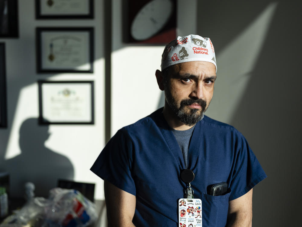 Dr. Mikael Petrosyan, associate chief of general and thoracic surgery, poses for a portrait in his office at Children's National Hospital in Washington, D.C. on November 13, 2023.