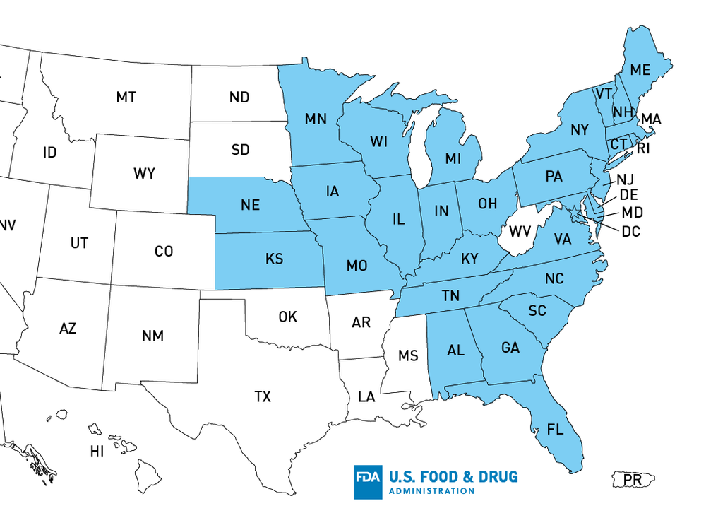 A U.S. map shows the states where the recalled Infinite Herd-brand organic basil was sold.