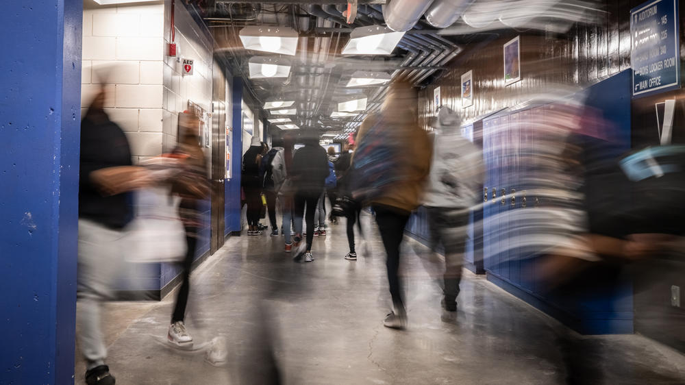 The busy halls of North Community High School in between classes in Minneapolis, MN on April 9, 2024.