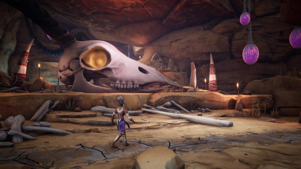 Zau, exploring one of Kenzera's many haunting, beautiful locations.
