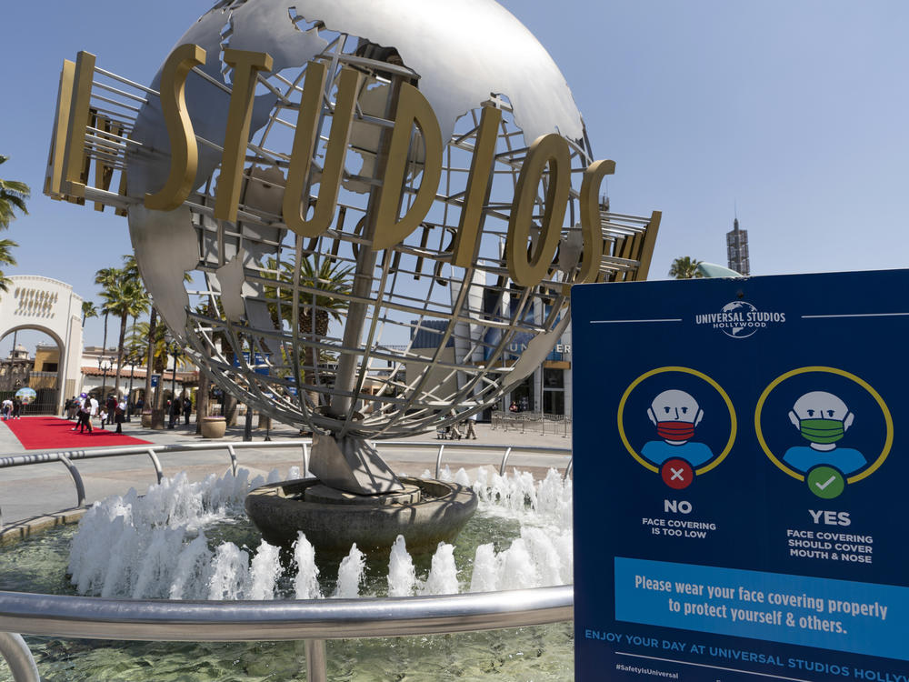 FILE - The Universal Studios Hollywood officially reopens to the public at 25% capacity with COVID-19 protocols in place in Los Angeles, on April 16, 2021. A tram accident at Universal Studios in Los Angeles injured multiple people Saturday night, April 20, 2024, authorities and the company said.