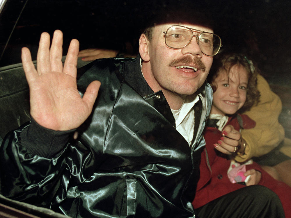 Terry Anderson, who was the longest held American hostage in Lebanon, grins with his 6-year-old daughter Sulome, Dec. 4, 1991, as they leave the U.S. Ambassador's residence in Damascus, Syria, following Anderson's release.