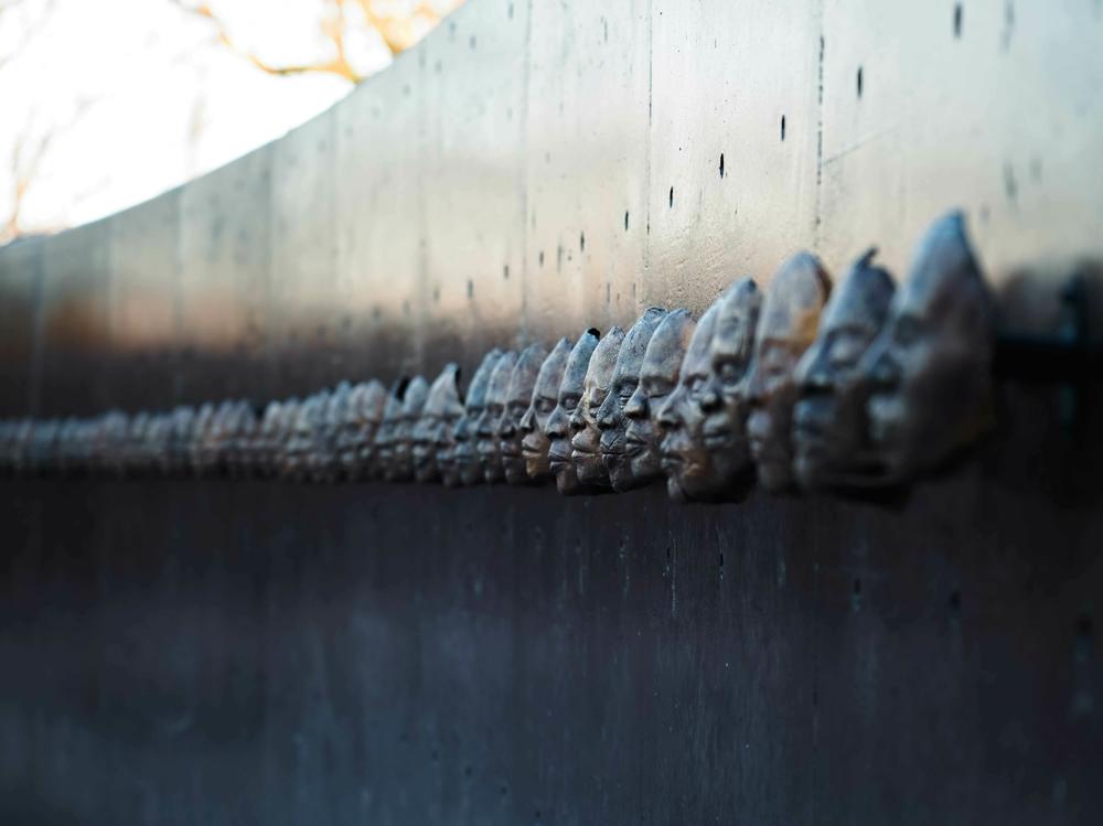 108 Death Masks by Nikesha Breeze is part of the new Freedom Monument Sculpture Park in Montgomery Alabama.