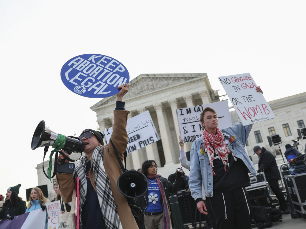 The Supreme Court will hear another case about abortion rights on Wednesday. Protestors gathered outside the court last month when the case before the justices involved abortion pills.