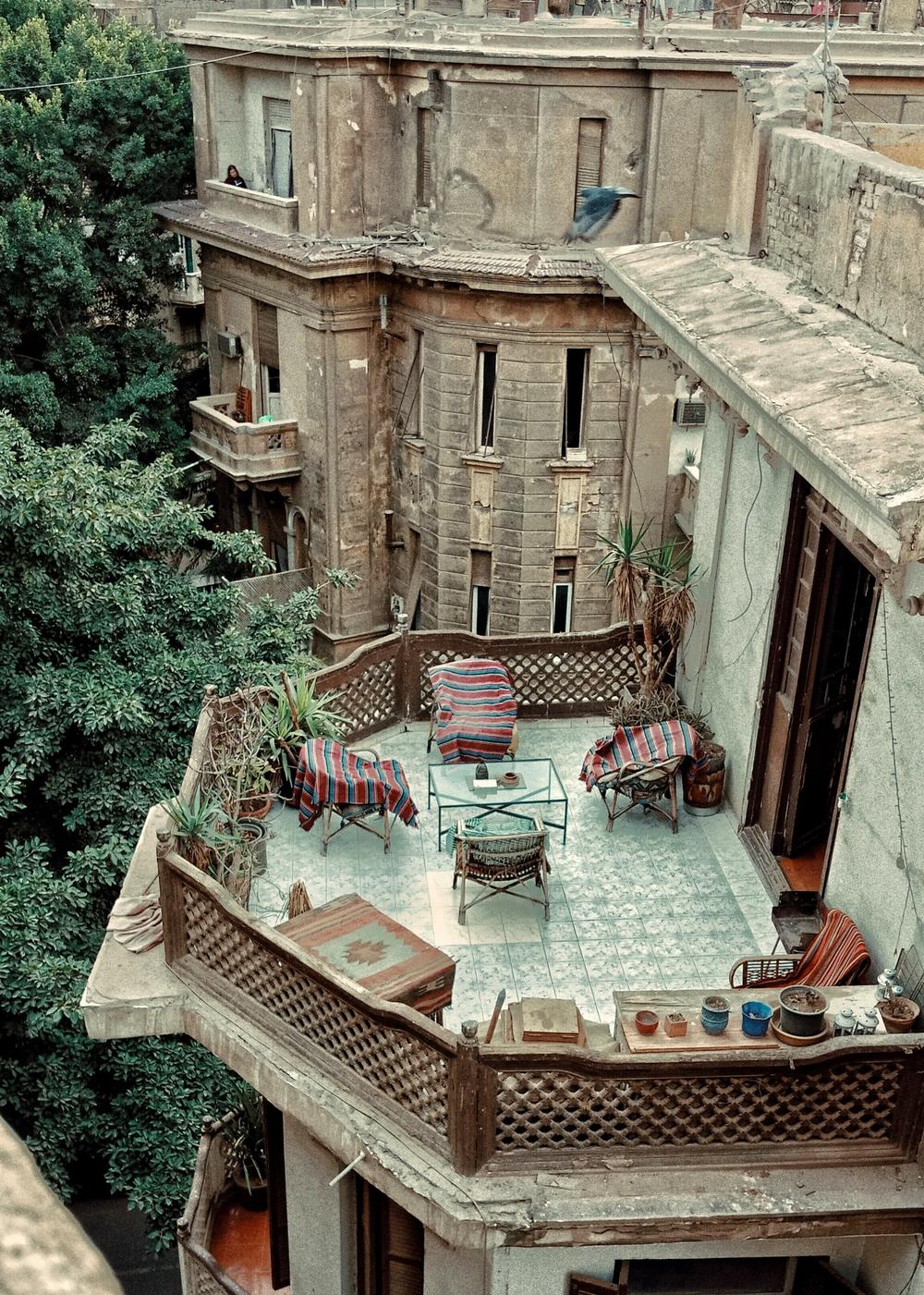 The photo that inspired Egyptian artist Nour El Massry to take more photos: a terrace in an old building in Cairo.