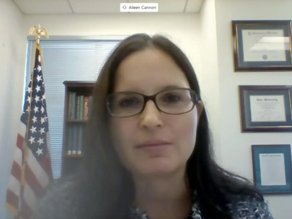 In this screenshot, Aileen Cannon speaks during a Senate Judiciary Committee nomination hearing to be a U.S. district judge for the Southern District of Florida on July 29, 2020. She was appointed to the position later that year.