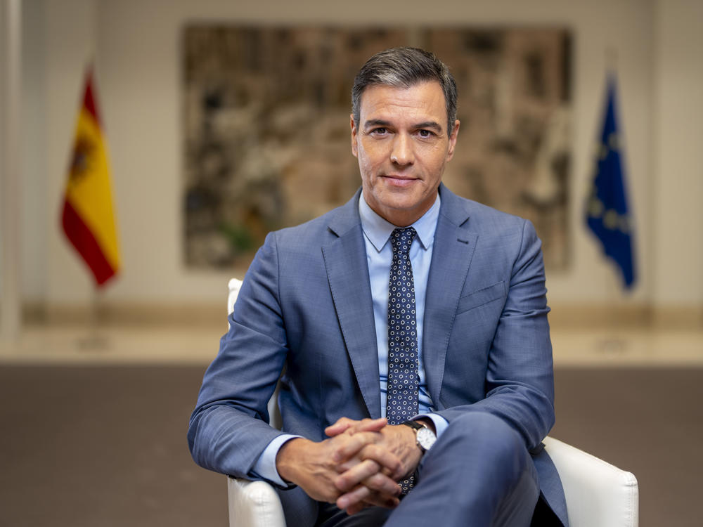 Spain's Prime Minister Pedro Sanchez poses for a portrait after an interview with The Associated Press at the Moncloa Palace in Madrid, Spain, June 27, 2022.