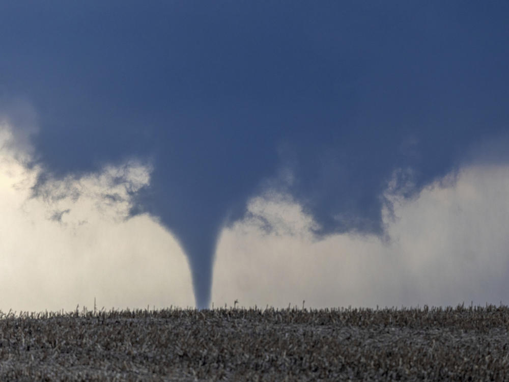 A tornado is seen near north of Waverly, Neb., on Friday.