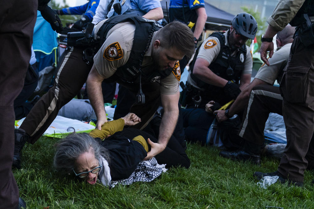 Members of the Washington University community are arrested on Saturday, April 27, 2024.